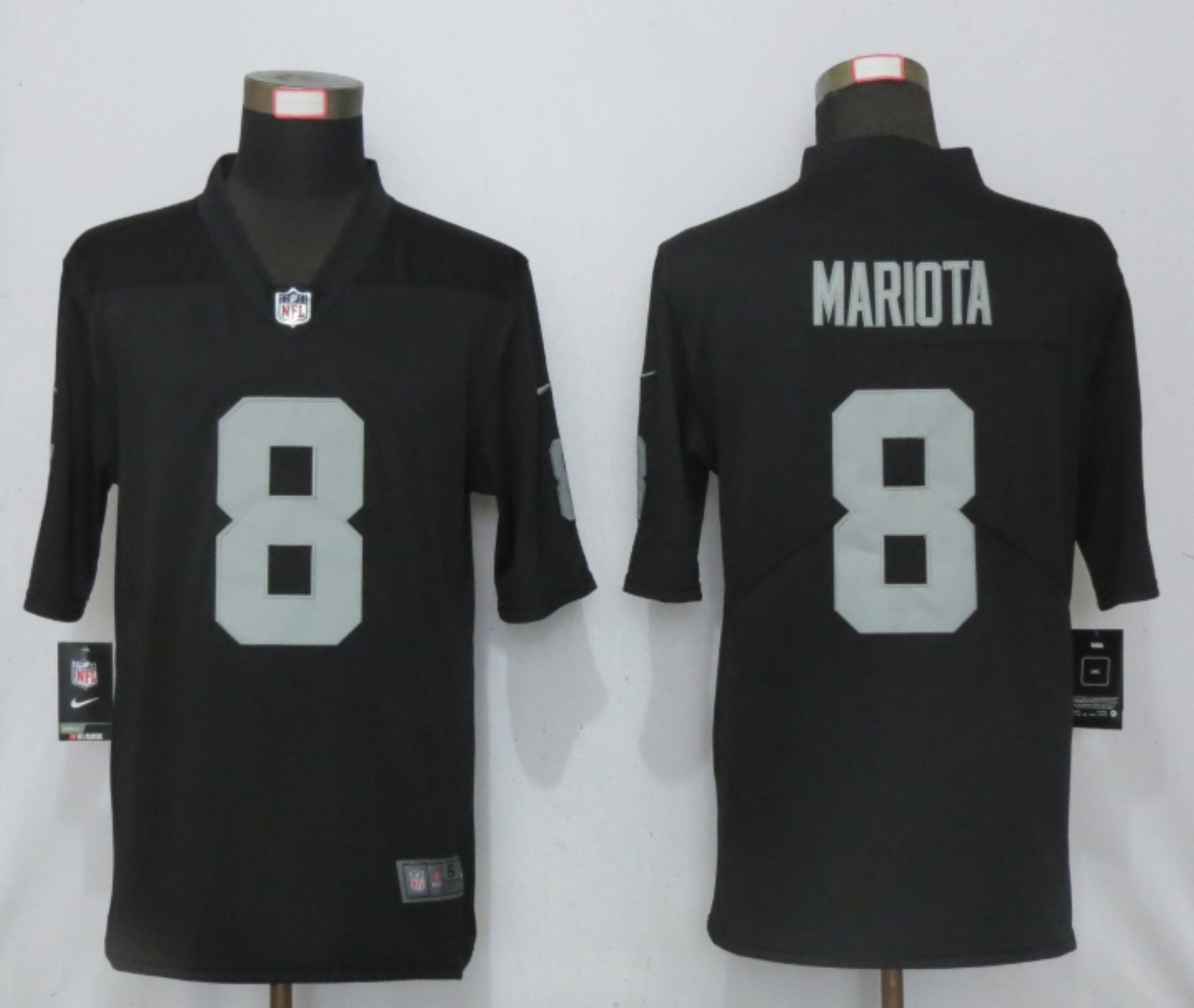Men New Nike Oakland Raiders 8 Mariota Black 2020 Vapor Untouchable Limited Player
